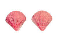 Muszelka / przekładka / szkło / 10x10mm / czerwony / 2szt