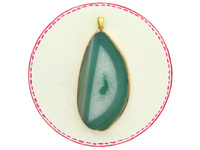 Agat / zawieszka w okuciu / plaster nieregularny / 67x39x5mm / zielony / 1szt