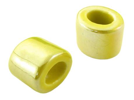 Koraliki ceramiczne / walec / żółty / opalizujący / 15x19x16mm / otwór 10x7mm