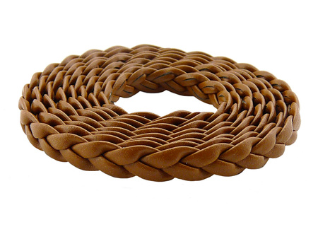 Rzemień ekologiczny, pleciony, płaski / brązowy / 7x2mm / 1m.