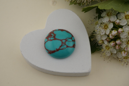 Kaboszon syntetyczny / turkus / koło / 20mm / 1szt