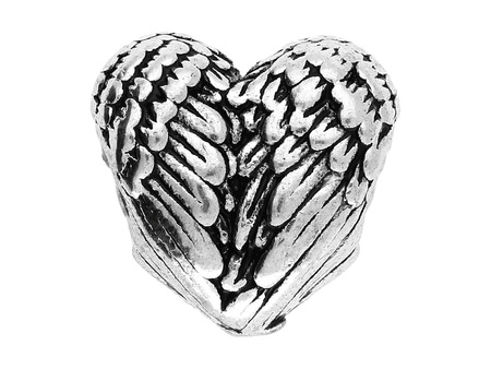 Serce, skrzydła / przekładka / 12x11x8mm / srebrny / otwór 4.5mm / 2szt