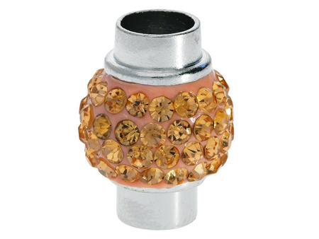 Discoteque™ / zapięcie magnetyczne / 17x13x13mm / srebrny, Peach / otwór 6mm / 1szt
