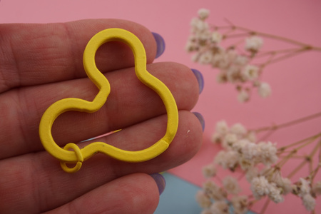 Baza breloka / głowa myszki / stal chirurgiczna / 3,9x3,2cm / żółty / 1szt