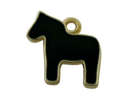Kucyk SweetCharm™ / zawieszka charms / 13x12mm / kolor złoto-czarny / otwór 1.6mm / 1szt
