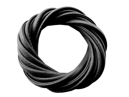 Rzemień ekologiczny, płaski, lakierowany 4x2,5mm / czarny / 2m