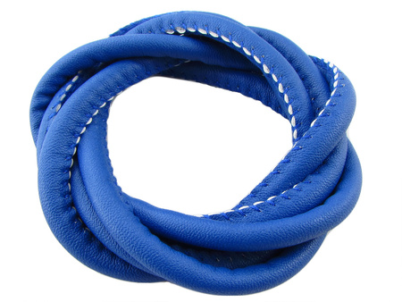Rzemień ekologiczny, szyty, matowy / kolor granatowy / wymiary 6x7mm / 1m