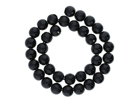 Agat / kula fasetowana / 8mm / czarny / 44szt