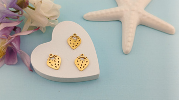 Truskawka / zawieszka / stal chirurgiczna / 10x12mm / złoty / 1szt