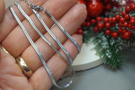Łańcuszek żmijka płaska z karabińczykiem / stal nierdzewna / 2,3mm / srebrny / 45+5cm