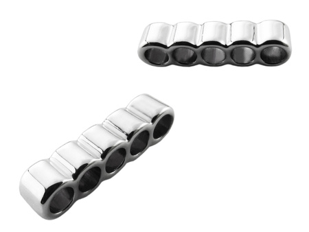 Przekładka metalowa z 5 otworami / kolor srebrny / 22x5x5mm / otwór 3mm
