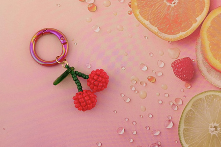 Baza breloka / kółko / metal / 25x25mm / amarantowy / 1szt