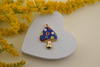 Muchomor w kolorowe kropki / niebieski / zawieszka emaliowana / 15x23mm / metal / złoty / 1szt
