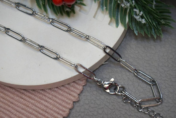 Łańcuszek spinacze z karabińczykiem / stal nierdzewna / 3,2mm / srebrny / 45+5cm