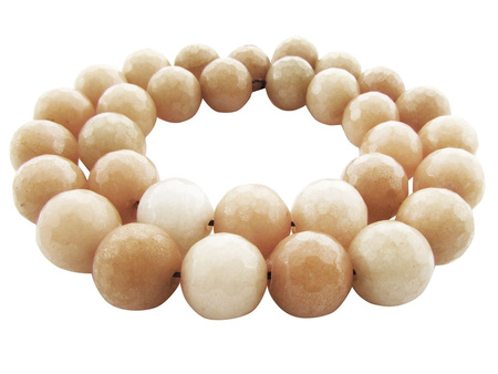 Agat, kula fasetowana 9-10mm / beżowy, porcelanowy / otwór 1.6mm / 38szt