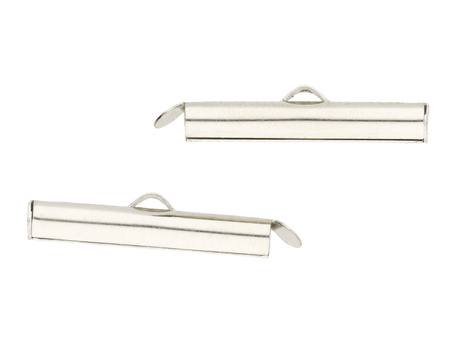 Końcówki wsuwane / slide / stal chirurgiczna / 35mm / srebrny / uchwyt 2mm / 2szt