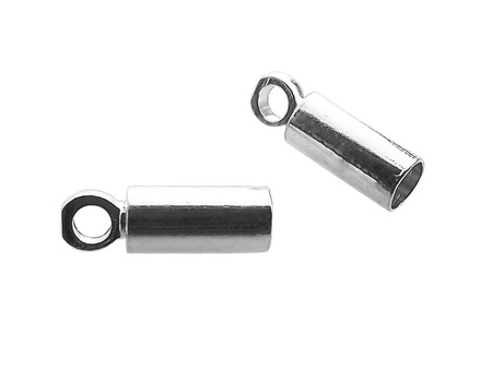 Końcówki ozdobne, okrągłe, do rzemieni, sznurków, posrebrzane/ 9x3mm / 10 szt