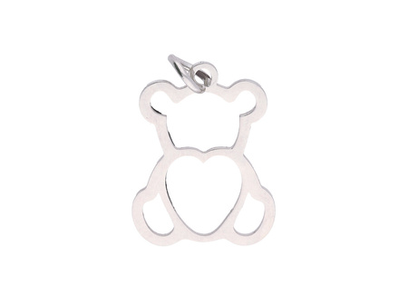 Miś z kółeczkiem / zawieszka / stal chirurgiczna / 18x14mm / otwór 1.5mm / srebrny / 1szt