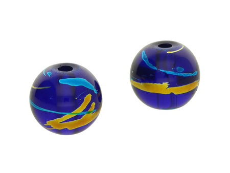 Koraliki szklane malowane , granatowe / kula / 12mm / otwór 1mm / 6szt