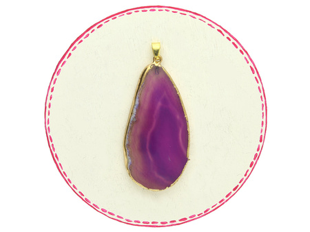 Agat / zawieszka w okuciu / plaster nieregularny / 61x30x4mm / fioletowy / 1szt