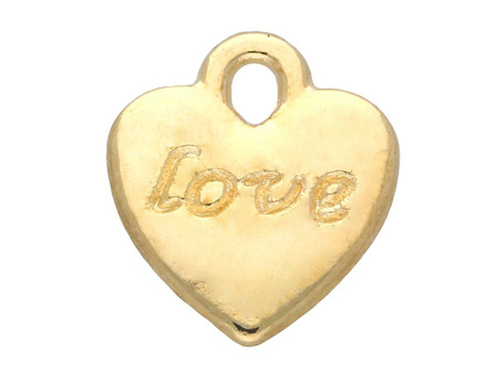 Serce love / zawieszka charms / 11x10x2mm / KC Gold / 8szt