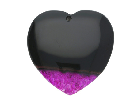 Agat / zawieszka / serce / 43x43x7mm / czarno-fioletowy / 1szt