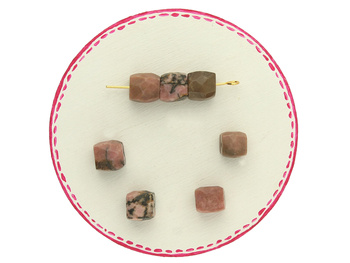 Rodonit / kostka fasetowana / 8x8mm / 1szt