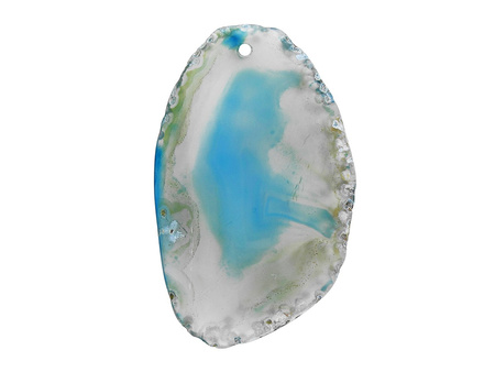 Agat / zawieszka / owal nieregularny / 60x42x7mm / mleczny błękitny / 1szt