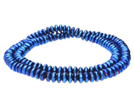 Hematyt, kamień naturalny / rondelle / 3x6x6mm / Deep Blue / otwór 1.5mm / 140szt