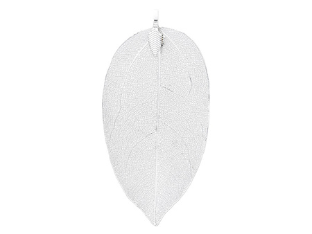 Liść ażurowy / miedziany / zawieszka / 80x41x4mm / srebrny / 1szt