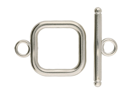 Zapięcie toggle / kwadrat / stal chirurgiczna / 17x16 + 20x6mm / srebrny / 1szt