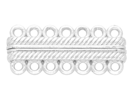 Zapięcie magnetyczne / szerokie / 7 rzędowe / 13x30x5.5mm / srebrny / uchwyt 1.5mm / 1szt
