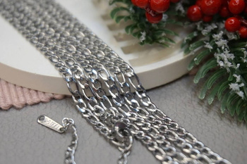 Łańcuszek figaro z karabińczykiem / stal nierdzewna / 3mm / srebrny / 45 + 5cm