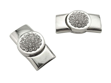 Zapięcie magnetyczne, płaskie / cyrkoniowe koło / 37x20mm / otwór 14x5mm / 1szt