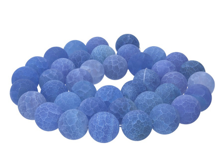 Agat trawiony / kula / 10mm / błękit królewski / 38szt