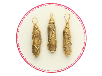 Jaspis pejzażowy / grot w druciku / 41x10mm / metal / 1szt