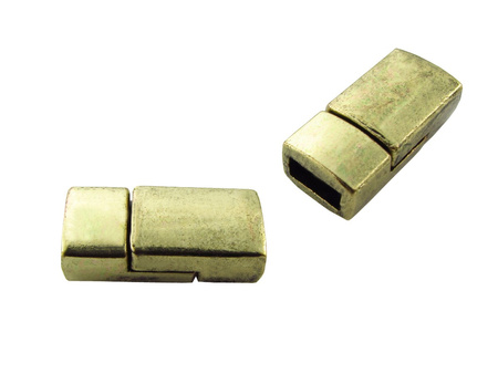 Zapięcie magnetyczne, prostokątne 17x8x6mm / kolor antyczny złoty, postarzany / otwór 6x3mm / 1szt