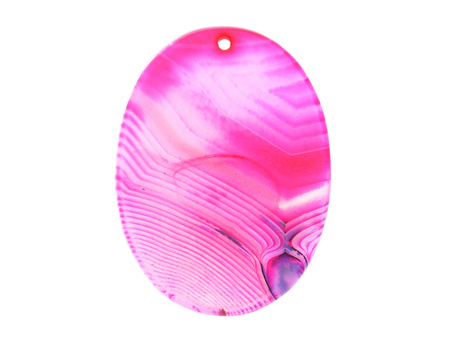 Agat / zawieszka / owal / 51x38x7mm / różowo-biały / 1szt