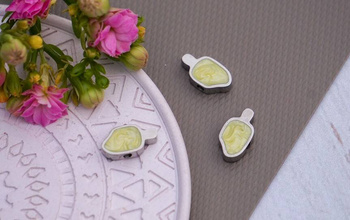 Lody żółte / przekładka / stal chirurgiczna /12x7mm / srebrny / 1szt