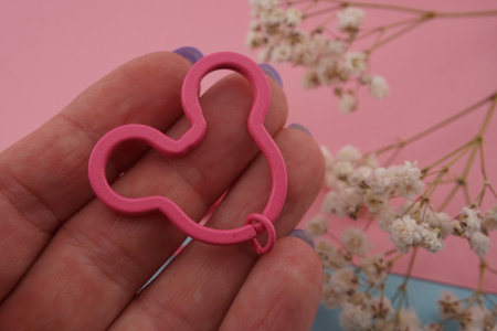 Baza breloka / głowa myszki / stal chirurgiczna / 3,9x32cm / różowy / 1szt