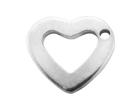 Serce, zawieszka blaszka ze stali nierdzewnej 10x11mm / kolor srebrny / otwór 1.2mm / 1szt