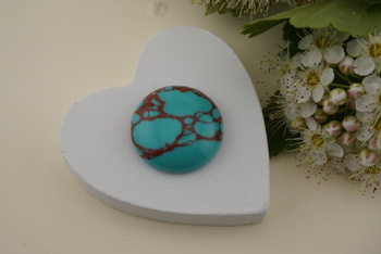 Kaboszon syntetyczny / turkus / koło / 20mm / 1szt