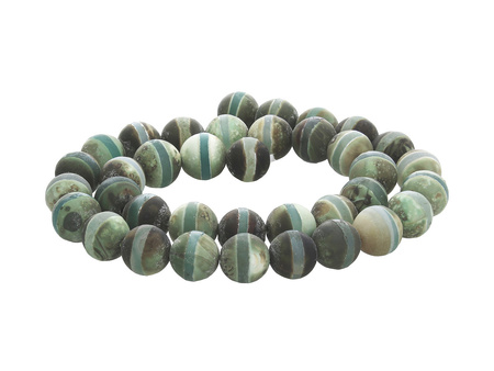 Agat Tybetański / kula / 8mm / ciemny zielony / 46szt