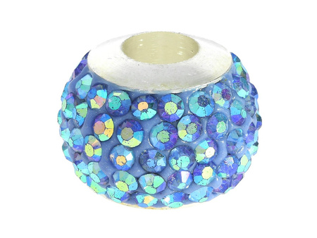 Oponka Discoteque™ / przekładka / 91 cyrkonii / 11x14mm / jasny srebrny,niebieski / otwór 5mm / 1szt