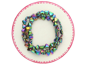 Hematyt / serce / 5.5x6x2mm / rainbow / sznur, ok.72 szt.