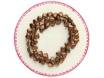 Hematyt / serce / 5.5x6x2mm / miedziany / sznur, ok.72 szt.