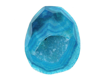 Agat druzy / kaboszon / owal nieregularny / 42x34x12mm / niebieski / 1szt