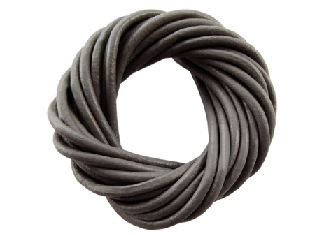 Rzemień naturalny / okrągły / 2mm / kolor ciemny szary / 2m
