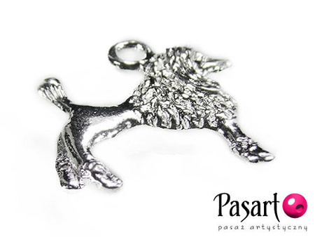 Zawieszka charms, ozdobna / posrebrzana / pudel / 18x16x2mm / otwór 1,5mm / 4szt