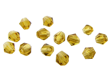 Koraliki szklane, bicone / szafranowy / lustrzany / 3mm / otwór 0.5mm / 1 sznur